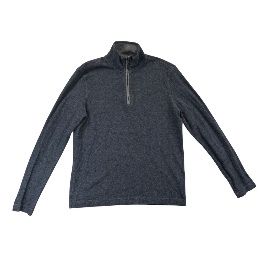 Banana Republic Quarter Zip Mens L Gray 100% Cotton Pullover Mock‎ Neck Sweater